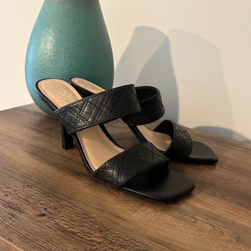 Black square toe heel